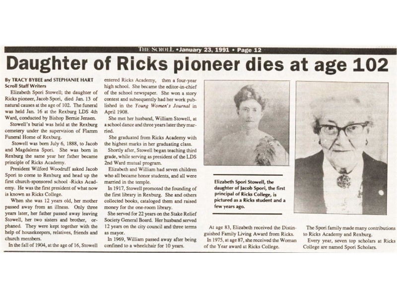 Frieda Elizabeth Spori Stowell