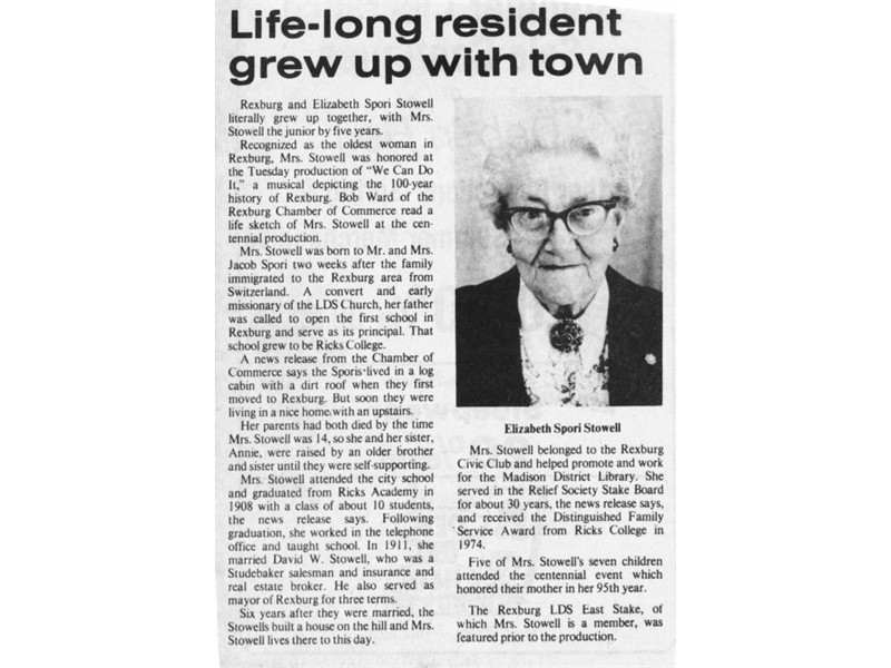 Frieda Elizabeth Spori Stowell